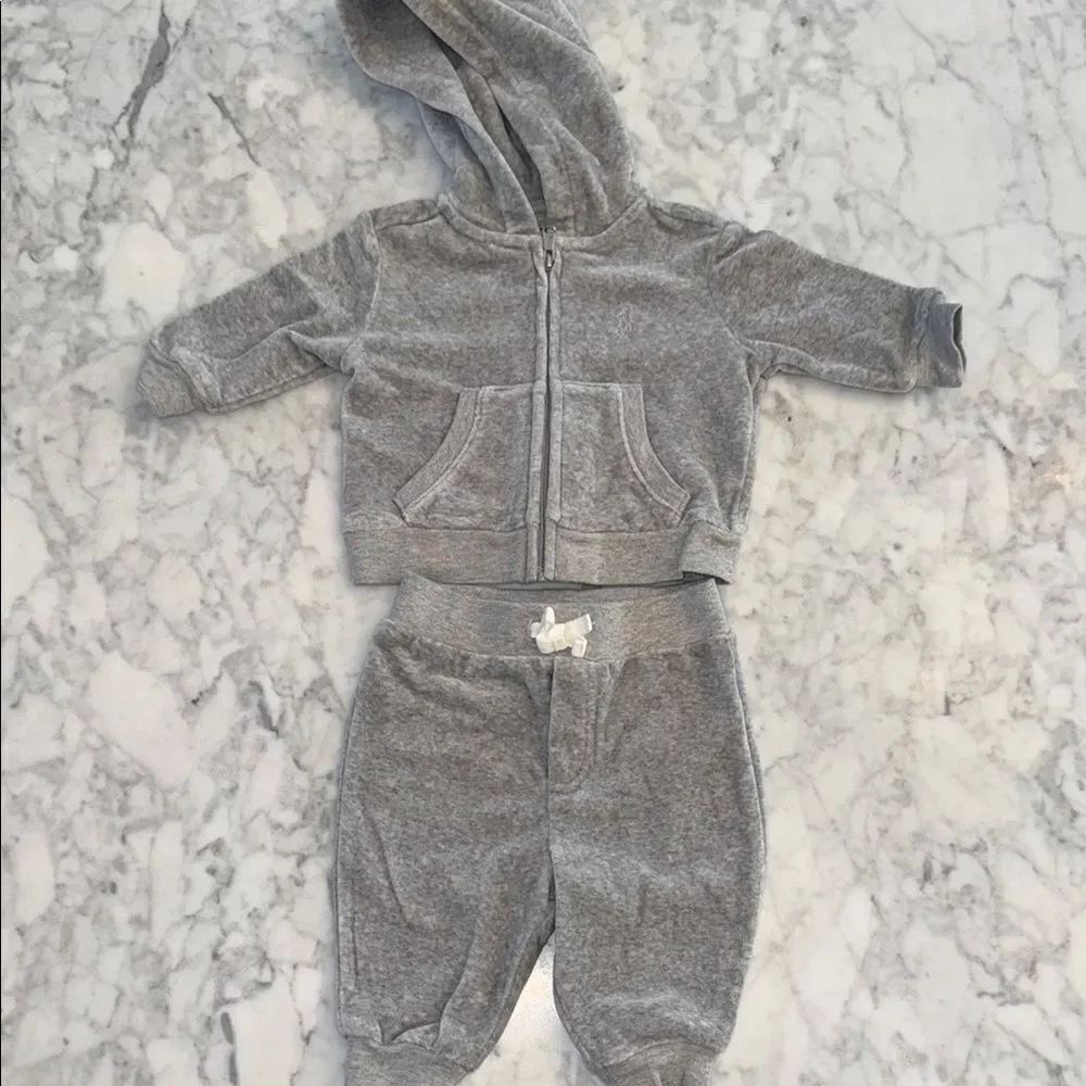 Ralph Lauren Gray Kids Jogger Set 3M